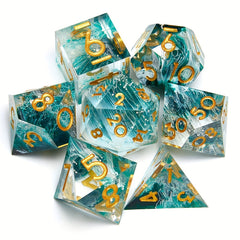 7pc Resin Polyhedral Dice Set 20 Sided Halloween Design
