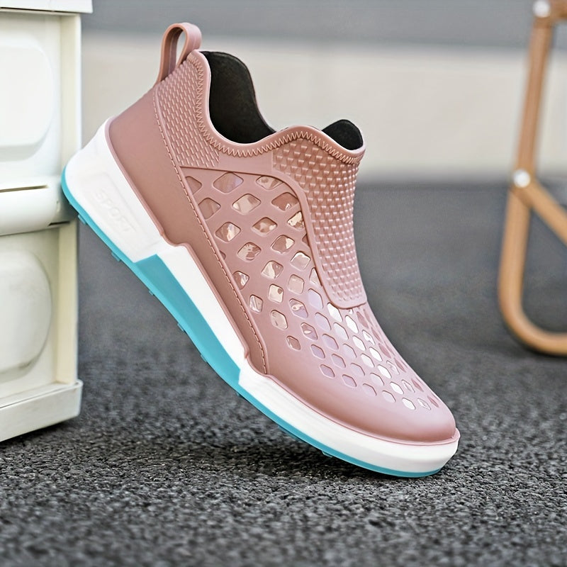 Men Low Top Block Rain Boots - Waterproof Non Slip Shoes