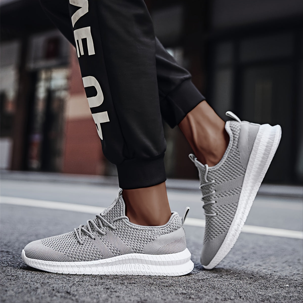 Men's Knit Running Shoes Lightweight Outdoor Sneakers