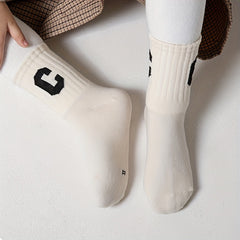 5pairs Girls Kids Letter Crew Socks Toddlers Children's Sports Socks