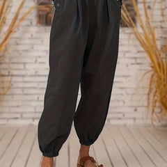 Solid Pocket Pleated Joggers Casual Loose Pants Women's Clothing