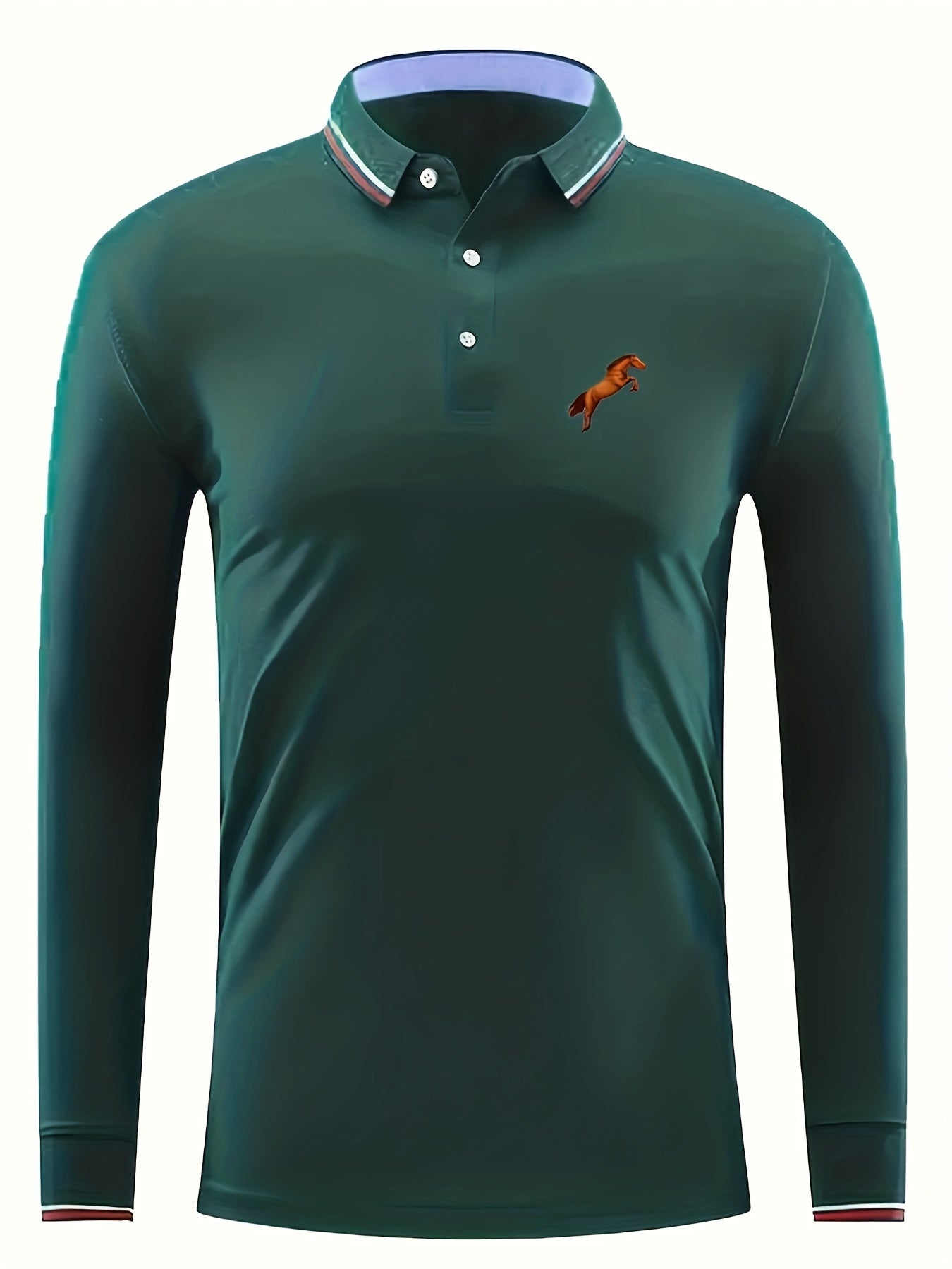 Men's Brown Horse Print Polo Shirt