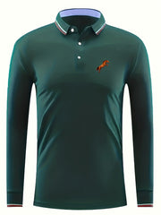 Men's Brown Horse Print Polo Shirt