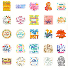 50 Waterproof Positive Stickers for Bottles - Motivational Decals
