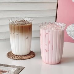 420ml Retro Transparent Glass Water Cup for Outdoor Camping Picnic Travel