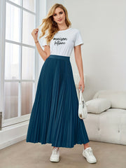 High Waist Pleated Maxi Skirt for Women