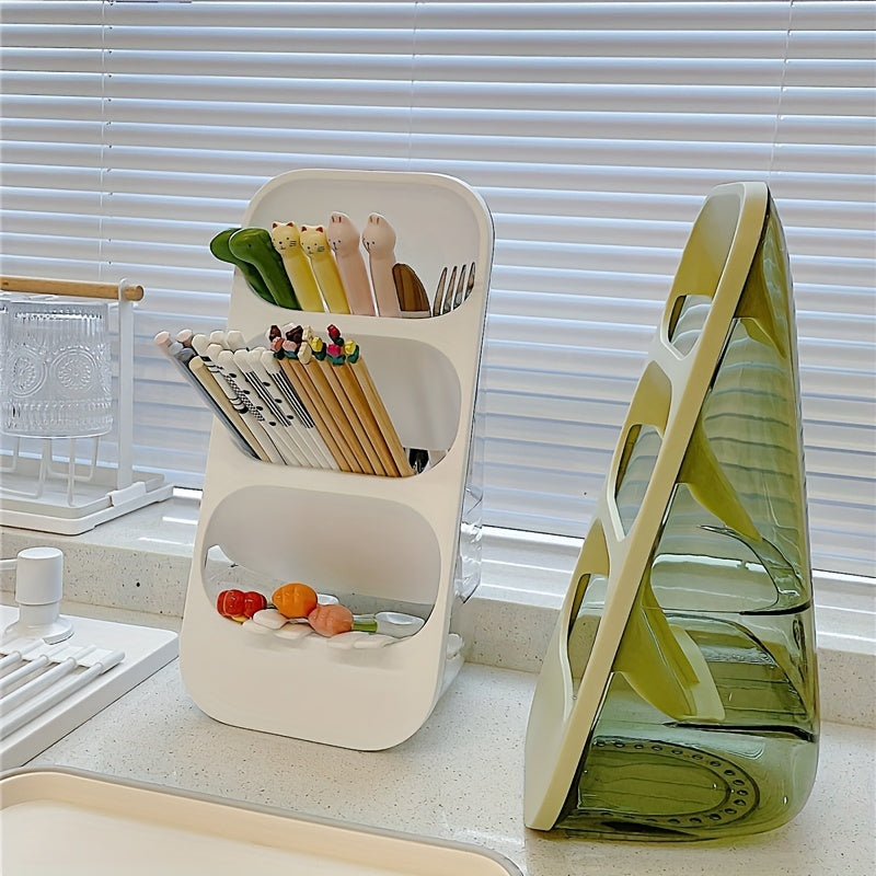 3 Layer Chopsticks Cage Draining Holder Spoon Storage Rack