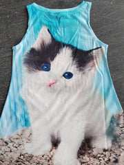 Girls 3D Digital Print Sleeveless Dress for Summer Parties