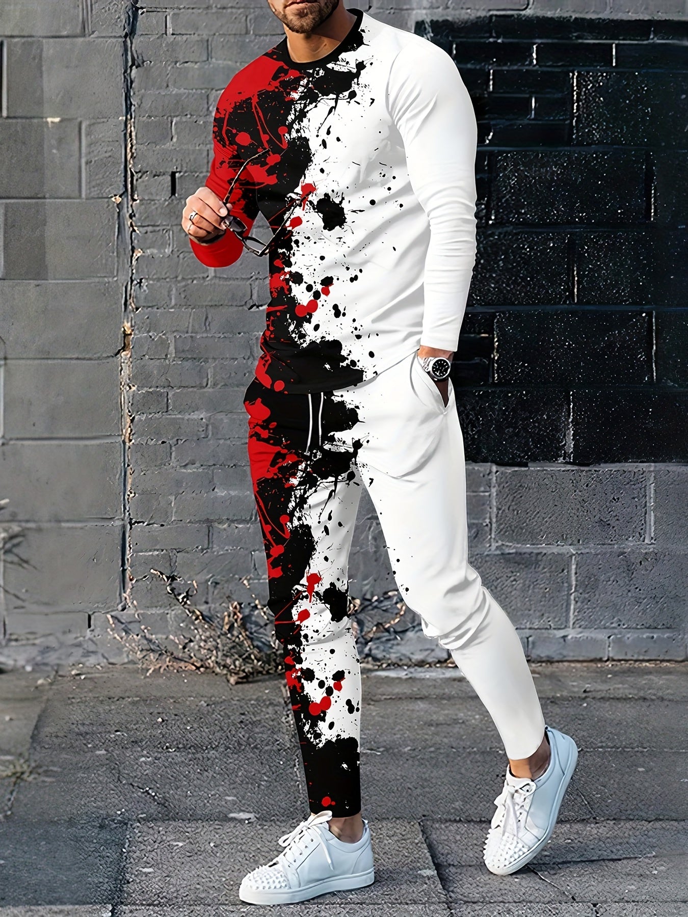 Men's Graphic Sweatshirt & Sporty Sweatpants Set