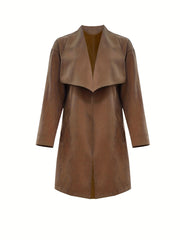 Casual Lapel Neck Long Sleeve Trench Coat for Women