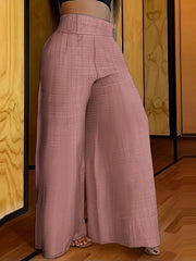 Solid Palazzo Pants Wide Leg Elastic Waist Women's Clothing
