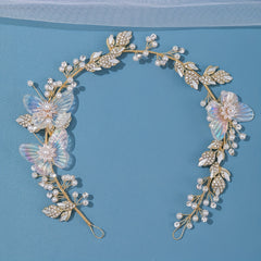 Girls Rhinestone Pearl Butterfly Headband - Evening Dress Hair Accessories