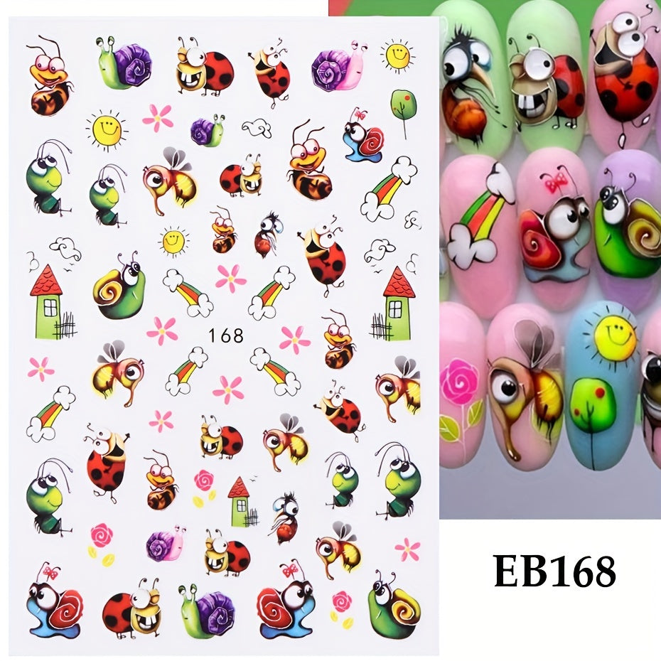 Green Succulent Plants 3D Nail Sticker Cactus Mushroom Summer Decals