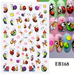 Green Succulent Plants 3D Nail Sticker Cactus Mushroom Summer Decals