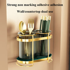 Kitchen Forks Chopsticks Holder Carbon Steel Wall Mount Countertop Storage Shelf