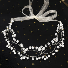 Golden Metal Flower Headband with Crystals