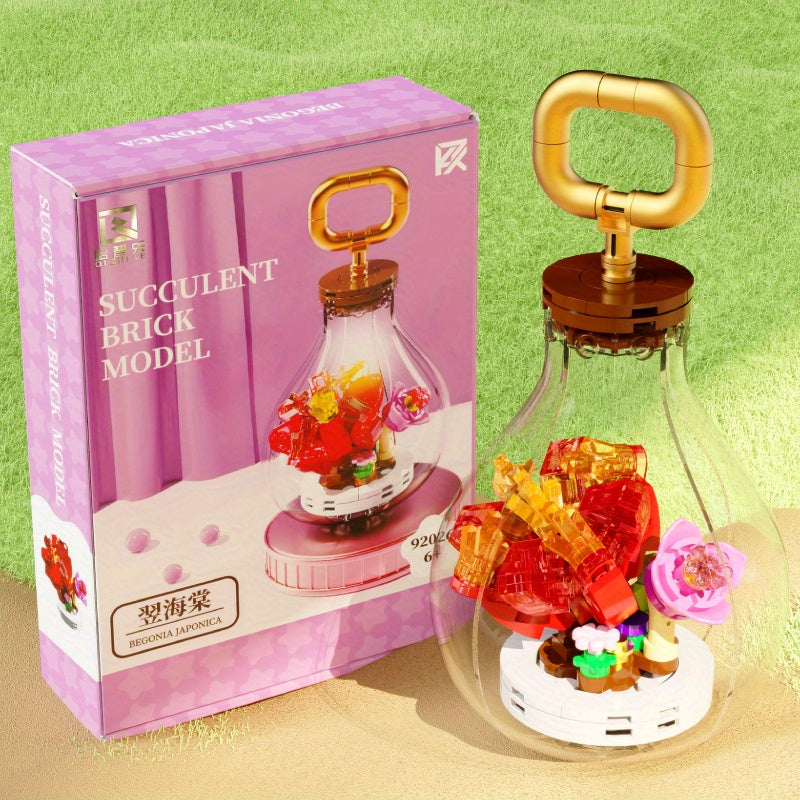Light Bulb Succulent Flower Plant Building Blocks