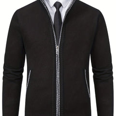Men's Thermal Zip Up Jacket Stand up Collar Cardigan