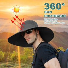 UPF50 Waterproof Wide Brim Bucket Hat for Fishing Hiking
