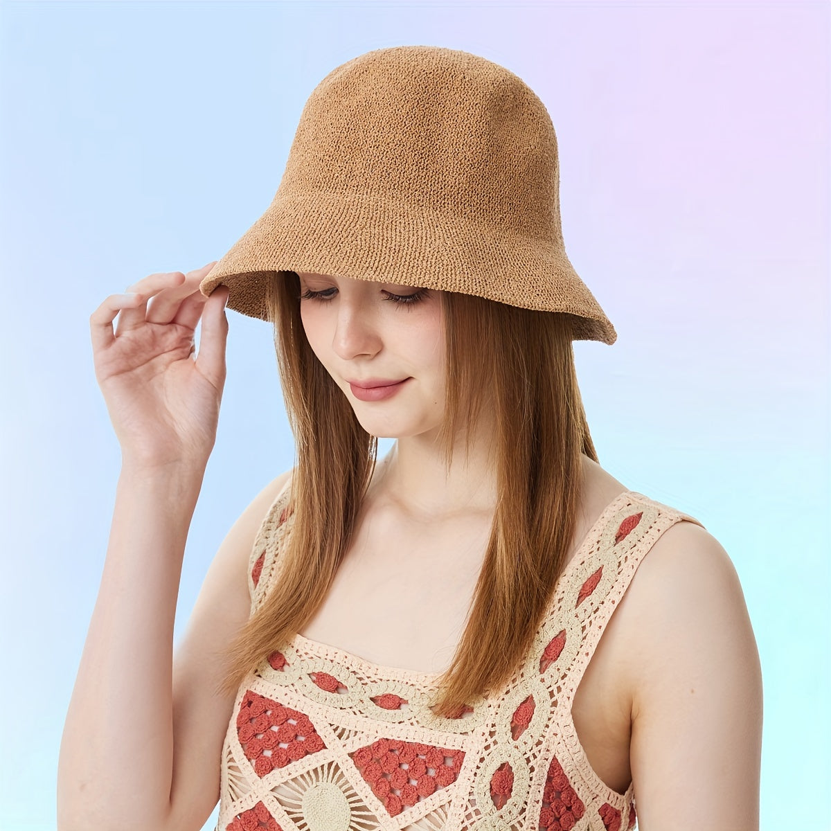 French Style Bucket Hat Solid Casual Sunshade Basin Hat