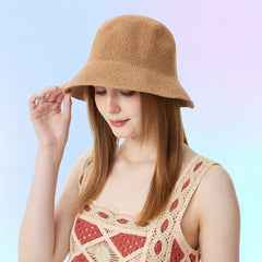 French Style Bucket Hat Solid Casual Sunshade Basin Hat