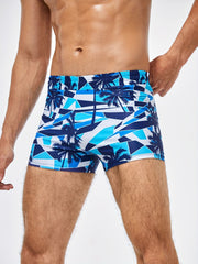 Men's Quick Dry Boxer Swim Trunks with Palm Tree Graphic