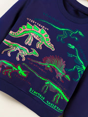 Toddler Dinosaur Reflective Sweatshirt Thermal Pullover Crew Neck Top