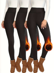 Solid Fleece Sports Pants Running Yoga Workout Leggings Women's Activewear