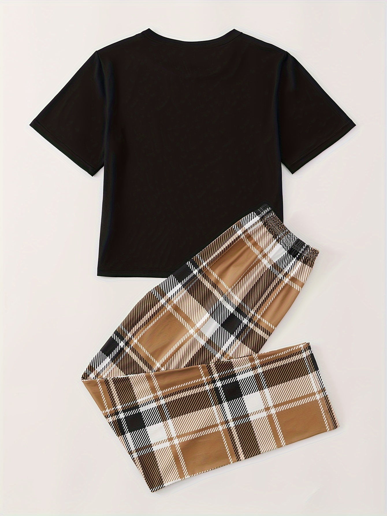 Giraffe Print Pajamas Set Short Sleeve Crew Neck Top & Pants