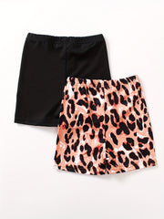 2pcs Toddler Girls Leopard Graphic Biker Shorts Kids Summer Clothes