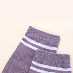 2 Pairs Striped Toe Socks Comfy & Warm Five Finger Women's Stockings