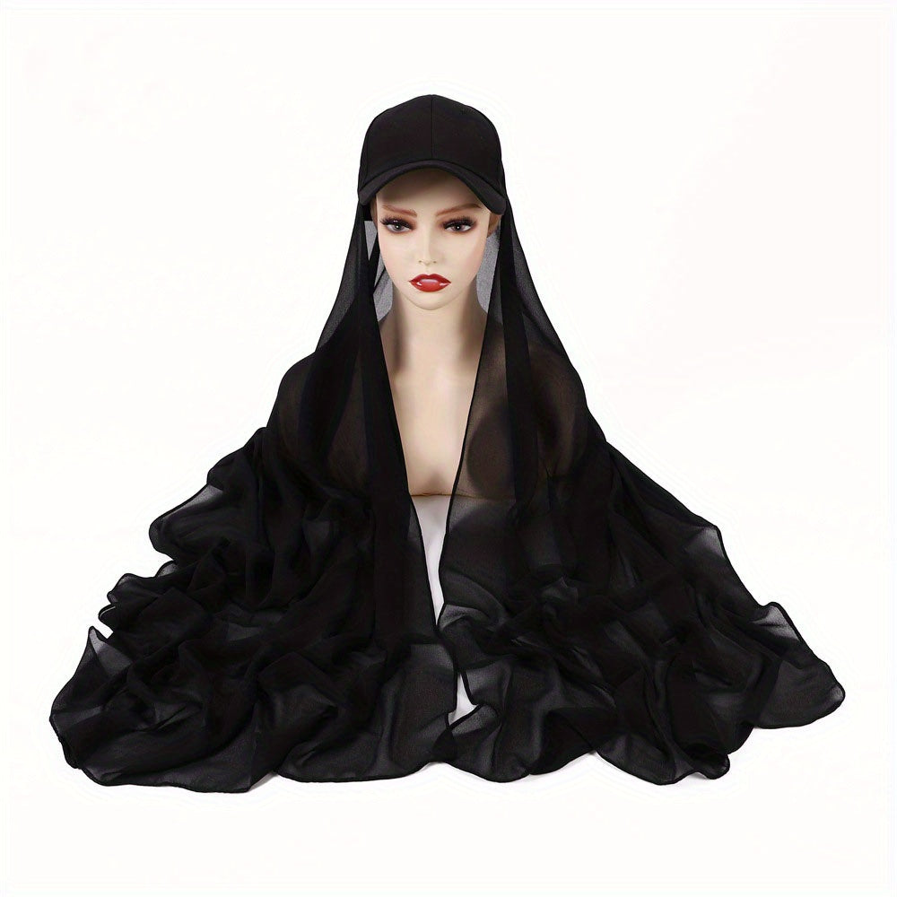 Chiffon Scarf Baseball Cap 2 Piece Set Breathable Sun Proof Hat