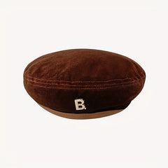 Vintage Velvet Beret Cap Classic Octagonal Hat for Women