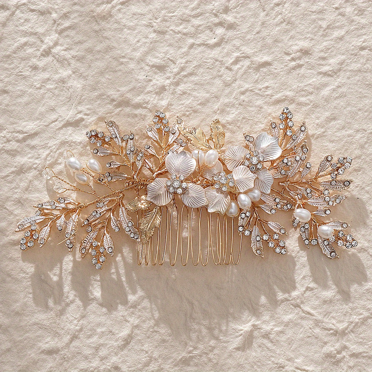 Bridal Flower Hair Comb Head Jewelry Faux Pearl Hair Comb Wedding Insert Comb