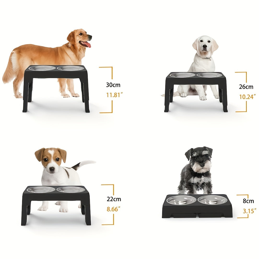 Adjustable Height Raised Pet Bowl - Stainless Steel - Small/Large Pets