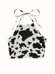 Dalmatian Print Halter Crop Top for Summer