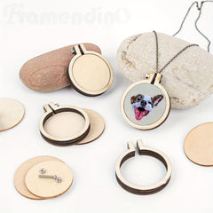 10pcs Mini Wood Hoop Ring DIY Pendant Embroidery Frame