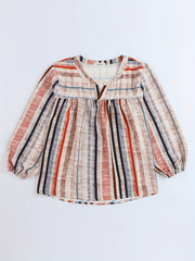 Colorblock Stripe Print Long Sleeve Shirt Top