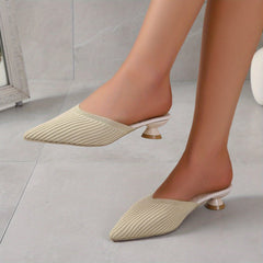Women's Breathable Low Heel Slip On Shoes Pointed Toe Comfortable Summer Shoes