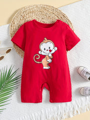 Baby Boys Dino Print Romper Short Sleeve Jumpsuit