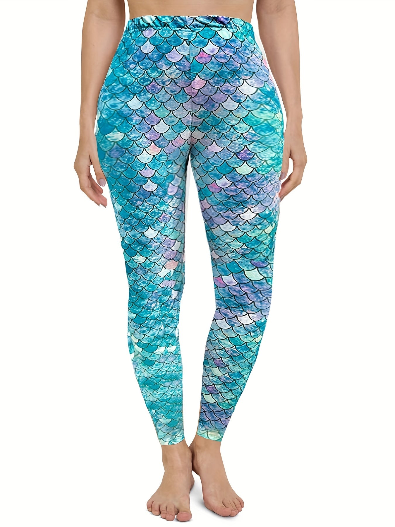 Fish Scales Print Sports Leggings
