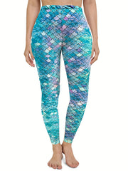 Fish Scales Print Sports Leggings