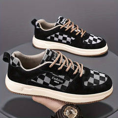 Men's Plaid Lace Up Sneakers Casual Outdoor Walking Shoes