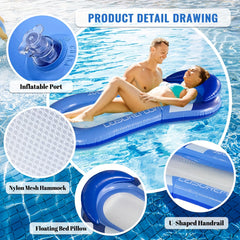 Inflatable Floating Hammock with Sunshade for Adult Pool Relaxation