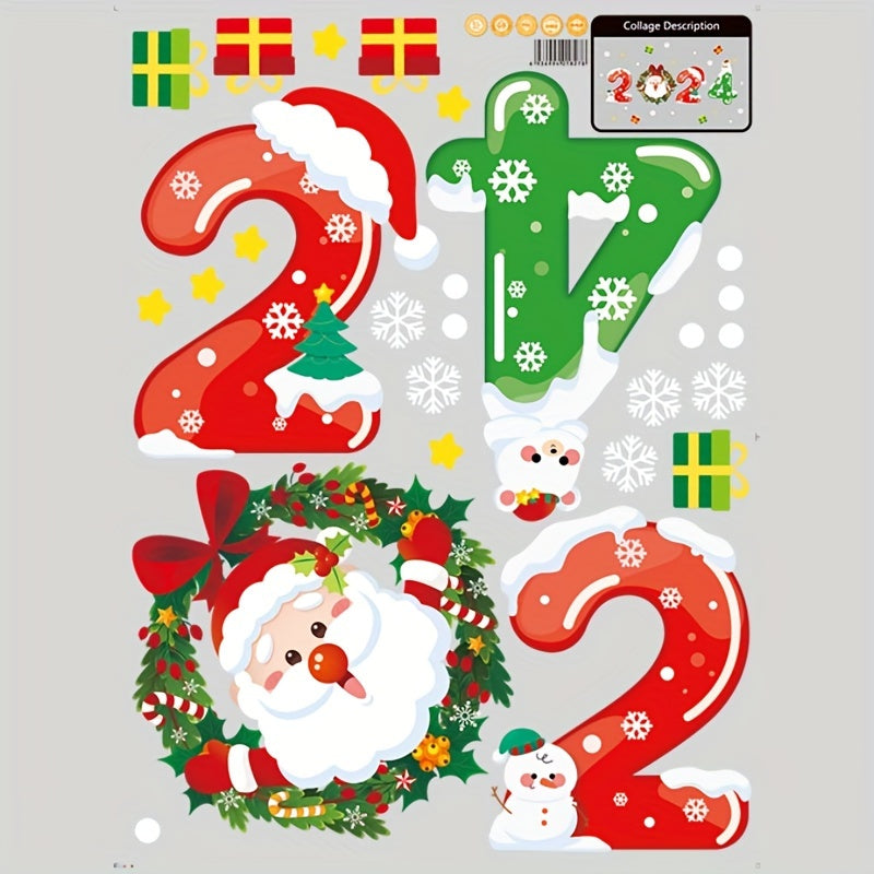 Christmas Wall Stickers Glass Door Santa Claus Window Stickers