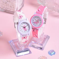 2pcs Butterfly Silicone Band Girls' Watch Set Non Waterproof Analog Quartz