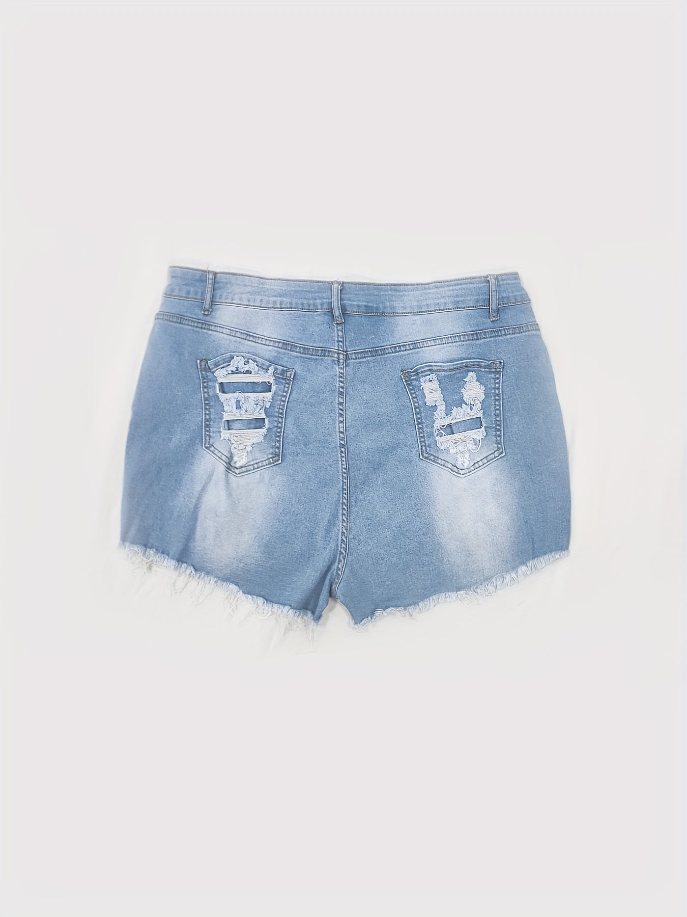 Sexy Denim Shorts Women's Plus Washed Ripped High Leg Cut