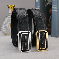 Men's Crocodile Pattern Cowhide Belt with Stainless Steel Buckle