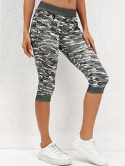 Camouflage Print Skinny Capris Leggings for Women