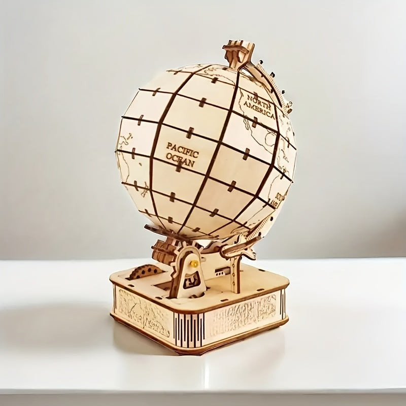 3D Wooden Globe Puzzle Set World Map Model Ocean Wonders Ideal Gift